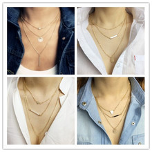Fashion accessories jewelry New Bohemia Beach style 3 layers chain link necklace gift  for women girl wholesale N1594