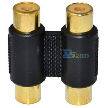 High Quality Brand New Gold Plated 2 Fmale 2 Female RCA Cable Joiner Coupler Adapter