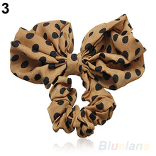 Hair Accessories Lovely Big Rabbit Ear Bow Headband Ponytail Holder Hair Tie Band Korean Style 06LW