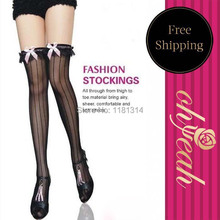 Sexy Women Lady Black Lace Knee Bows Stocking & Thigh High Stockings & Pantyhose Stockings 2075