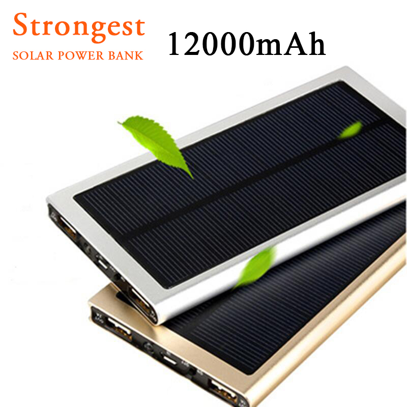 Universal Solar Power Bank 12000mAh Ultra-Thin Metal Solar Charger External Battery Pack Dual USB Charger for all phone Universal Solar Power Bank 12000mAh Ultra-Thin Metal Solar Charger External Battery Pack Dual USB Charger for all phone