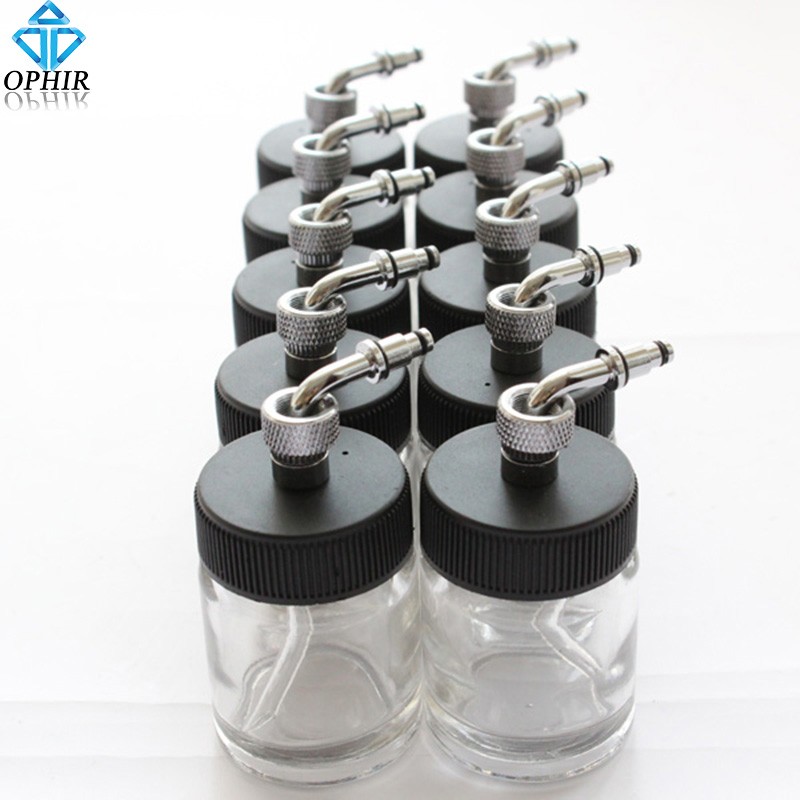 OPHIR Airbrush Glass Jars 22cc Bottles (Professional Paint Cup) for