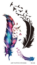 2015 New Flash Tattoo Sticker Colorful Geese Feathers Pattern Body Art Temporary Fake Tattoo Stickers Waterproof Free Shipping