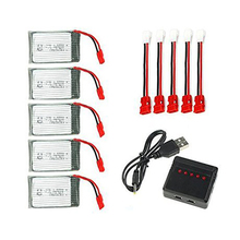 SYMA X5HC X5HW RC Quadcopter Parts 5 PCS 3.7V 500mah Lipo Battery with 5 in1 USB Charger Adapter cable Drone Spare Parts Set