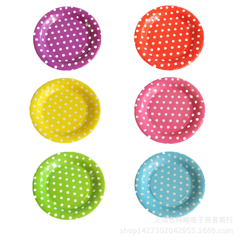 Lovely 7inch colorful dots wave point disposable p...