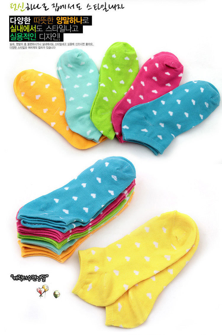 1lot 5pairs 10pieces woman s socks cotton ankle female sock slippers love candy color dot socks