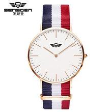 2016 watches men luxury brand quartz women real leather nylon strap rose gold good Quality new sports casual vintage watch