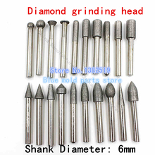 Diamante molienda cabeza de pulido jade tallado pelado amoladora eléctrica manejar 6 mm