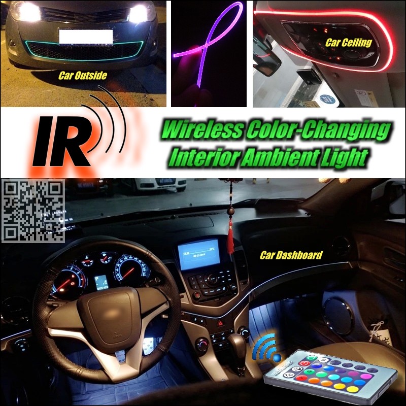 For BMW 7 E32 E38 E65 E66 E67 E68 Wireless IR Control Car Interior Ambient 16 Color changing Light multi function