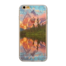 For Apple iPhone 4 4S Ultra Thin Attractive Scenery Half Transparent TPU Cases Cover Phone Protective