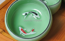 Fish Pattern Longquan Celadon Porcelain Ware Teapot 2 Teacup Kungfu Tea Set