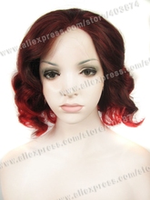 n20-33/3100# Beauty Lady Fashion Body Wavy Red Two-Tone Color Synthetic Lace Front Wig