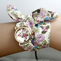 2015 New design Ladies flower cloth wrist watch fashion women dress watch high quality fabric watch