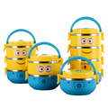 Cute Cartoon Minion stainless steel Lunch Box For Kids With Plastic Tiffin Boxes Thermal Bento For