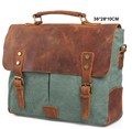Men Women Vintage Canvas Genuine Cowhide Leather Briefcase Military Travel Crossbody Shoulder Bag Messenger Bags Laptop