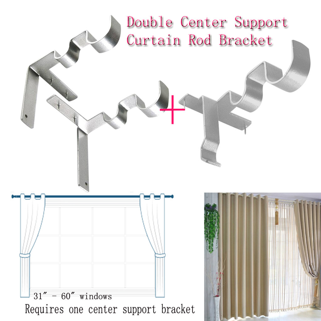 2X Double Hang Curtain Rod Holders Tap Right Window Frame Curtain Bracket NEW 