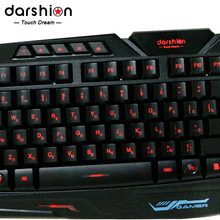 Free shipping LED 3-Color Switch backlit keyboard USB Wired backlight breathing Gaming PC Russian and English fingerboard