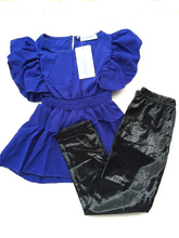 Humor Bear girls clothes fashion summer children girls clothing sets blue shirt dress black leggings cool
