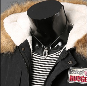 2015 new winter men cashmere hooded coat collar warm coat padded parkas fashion men coat jacket