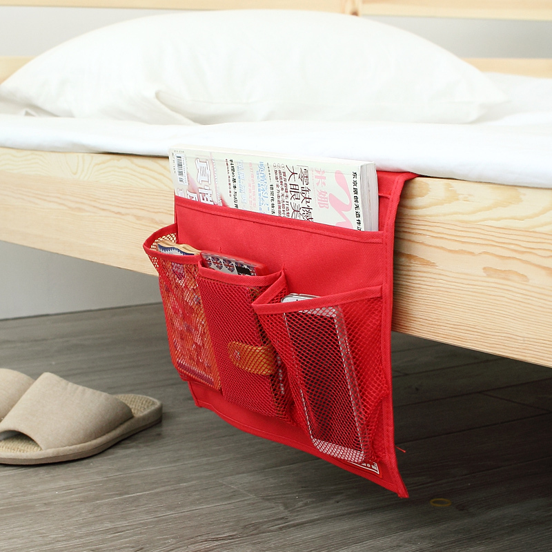 Novelty Disktopside Bedside Pocket Bed Organizer Hanging Bag For Phone Holder Book Magazine Zakka Storage Pouch