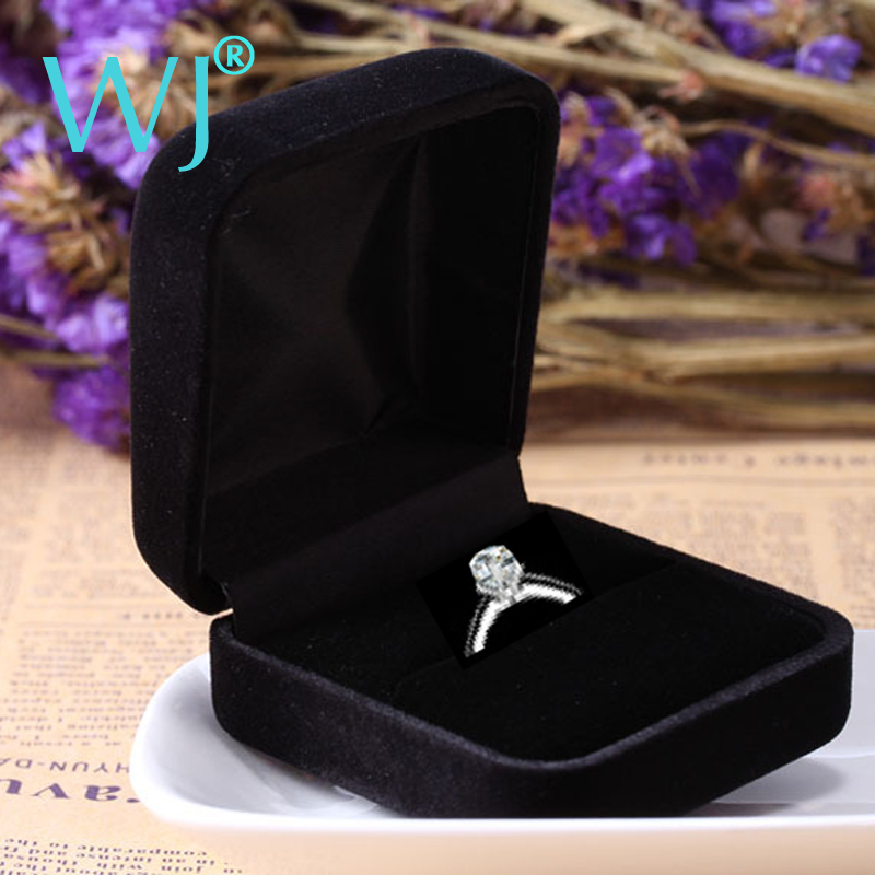 Wholesale Engagement Black Velvet Ring Box Jewelry Display Storage