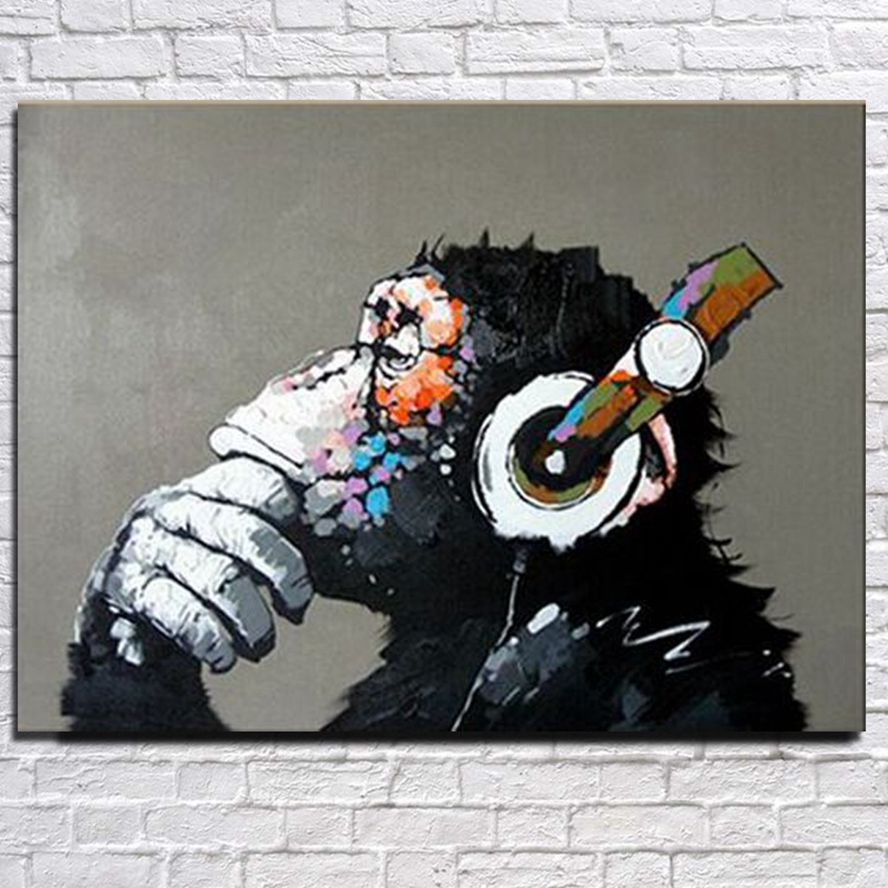 100 hand painted new popular products free shipping oil painting canvas monkey sitting room adornment art