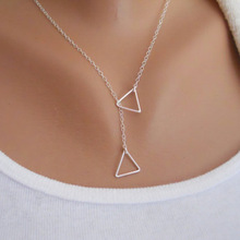 2015 Fashion Necklace For Women Gold Rhodium Plated Triangle Lariat Necklaces Lady Accessories Collier Feminino