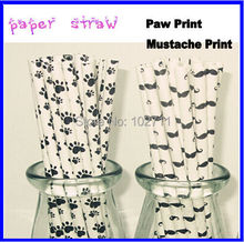 NEW!!! Mustache Paw Paper Straws (Pack of 25 )Weddings,Parties, Showers, Gifts Mustache Party, Little Man Party, Black & White
