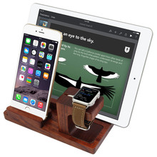 100% Rose Wooden Multi i  Watch Stand Charge Station Docking Holder Bracket For Samsung T330 T530 T230/For Apple iPad Display