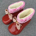 girls boys rain Boots mini kids Bow candy smell winter warm velvet baby todder girl fashion