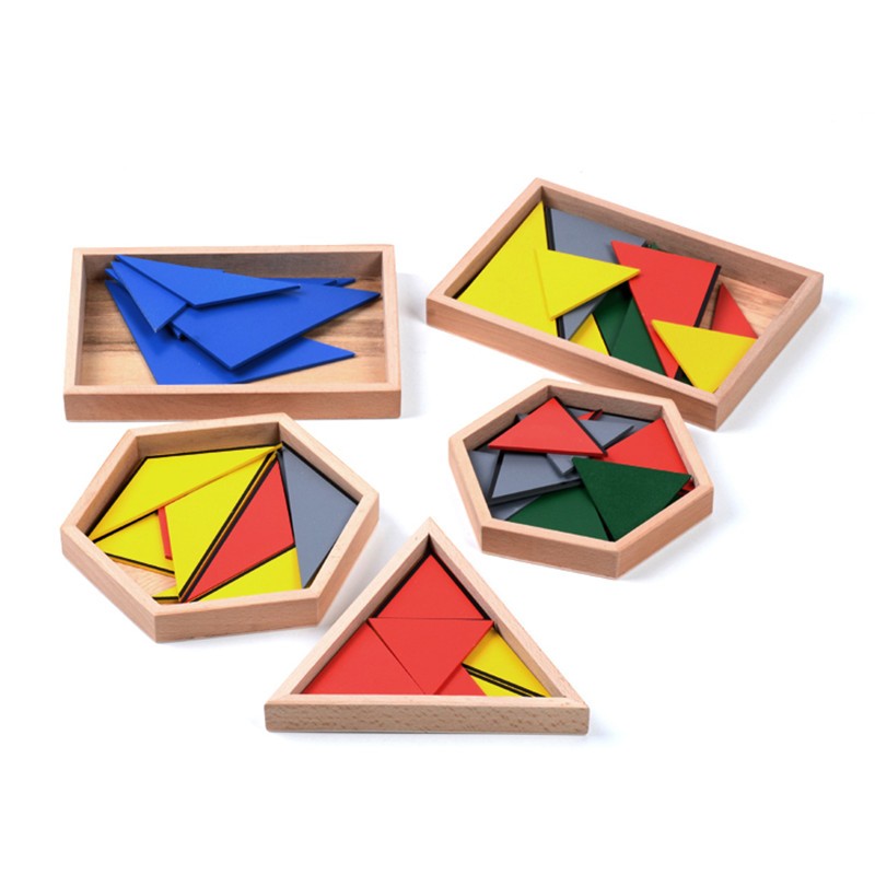 Montessori Preschool Teaching Aid Toys Contructive Triangle Puzzles Boards