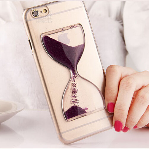 Dynamic Flowing Sand glass Hourglass Glitter Quicksand cover colorful clear transparent phone case for iphone 6 plus PT2178