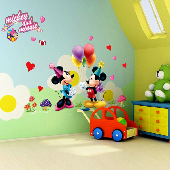 Cartoon Mickey and Minnie Mouse Wall Stickers Removebale Kids Room ...