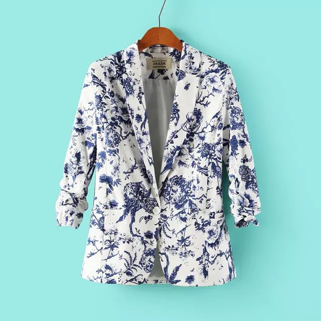 New spring autumn channel blasers fitness print patterns short design desigual suit blaser femininos coat jackets jaqueta women