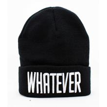 Autumn winter letter WHATEVER hip-hop fashion embroidered wool acrylic knit black hat men women