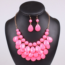 Colar Necklaces Pendants 2015 Urope And The Popular Bubble Bib Collar Type Multilayer Multicolor Necklace Earrings