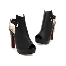 Sale Promotion Novelty Shoes Women Pumps Spring Peep Toe Gladiator Chunky High Heels Platform Female Chains
