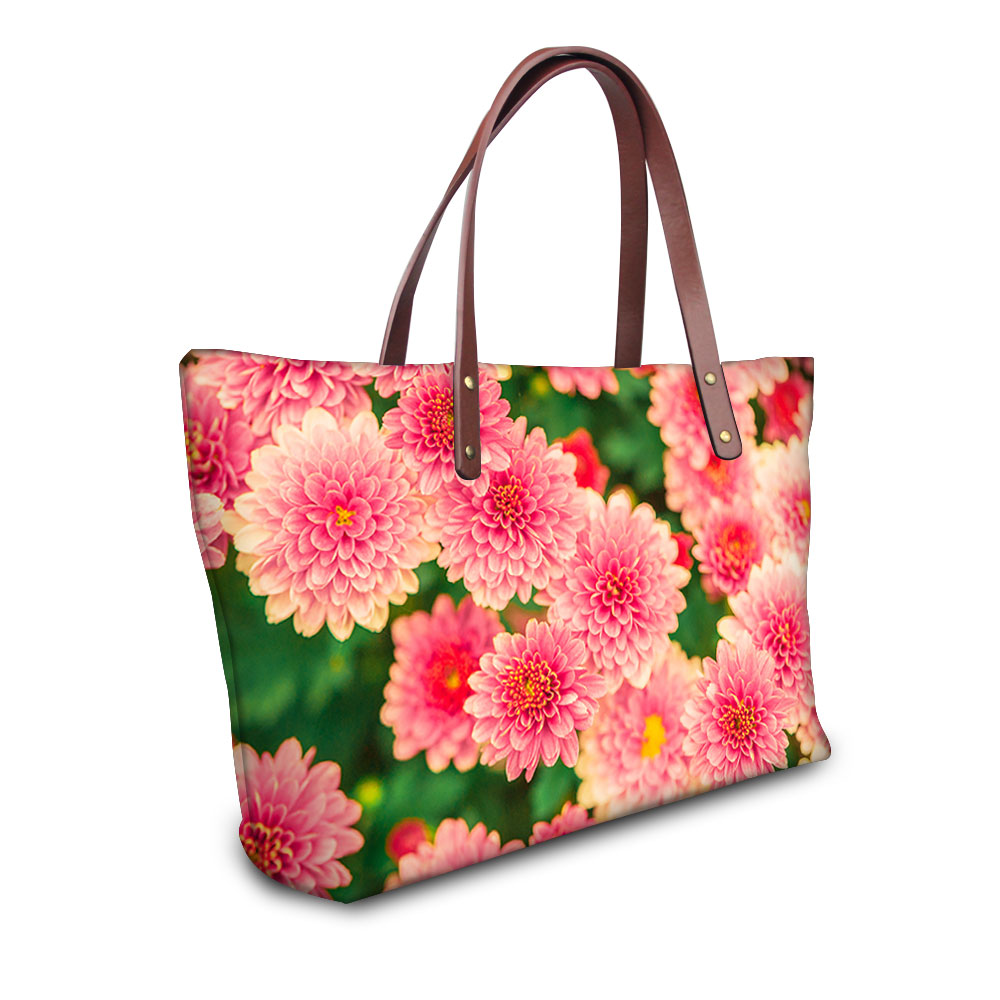 Colorful Floral Printed Women Messenger Bags Zipper Large Casual Tote Bags for Ladies Handbag ...