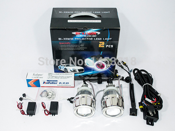 2.5HQ Hot Sale 2.5'' inch Auto HID Bixenon Lens Projector H7 H4 H1 9005 9006 8000K 6000K CCFL Car Bi-xenon kit Double Angel Eyes