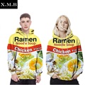 Europe and America Youth Fashion 3D Ramen Noodle Printed Hooded Sweatshirts Men Women Harajuku Assassins Creed