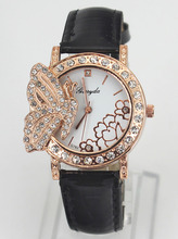 Mariposa cristal decoración de flores Dial 4 mujeres del Color vestido de moda del reloj