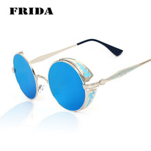 Gothic Steampunk Women Men Sunglasses Coating Mirrored Sunglasses Round Circle Sun glasses Retro Vintage Gafas Masculino Sol