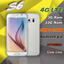 4G LTE Perfect S6 Phone 3GB RAM 64GB ROM Octa Core 5.1″MTK6592 Android 5.0 1920*1080 13MP Metal Body Fingerprint s6 Mobile phone