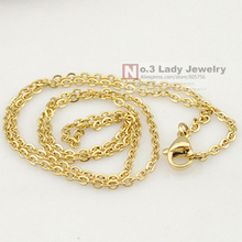 Womens 18K Gold Plated Stainless Steel Chain Necklace Jewellry Wholesale Free Shipping