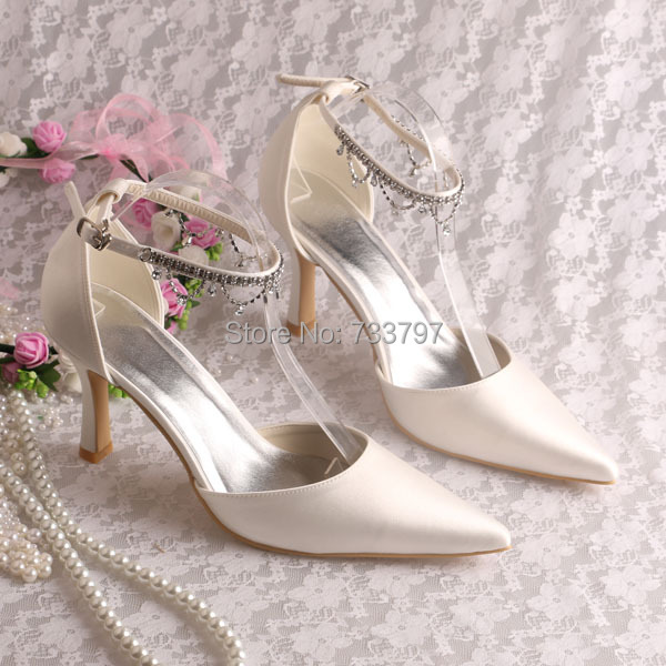 Ivory rhinestone bridal shoes Women Closed Toe Comfort Heel Rhinestone Satin Wedding Bridal Shoes. from $ 39 95 Prime. out of 5 stars Amazon's Choice for