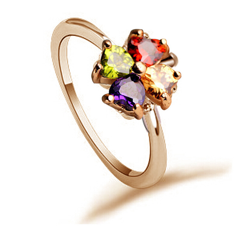 New Fashion Ladies Jewelry Colorful Sapphire Engagement Finger Ring Size 16 to 19 CZ 18K Gold