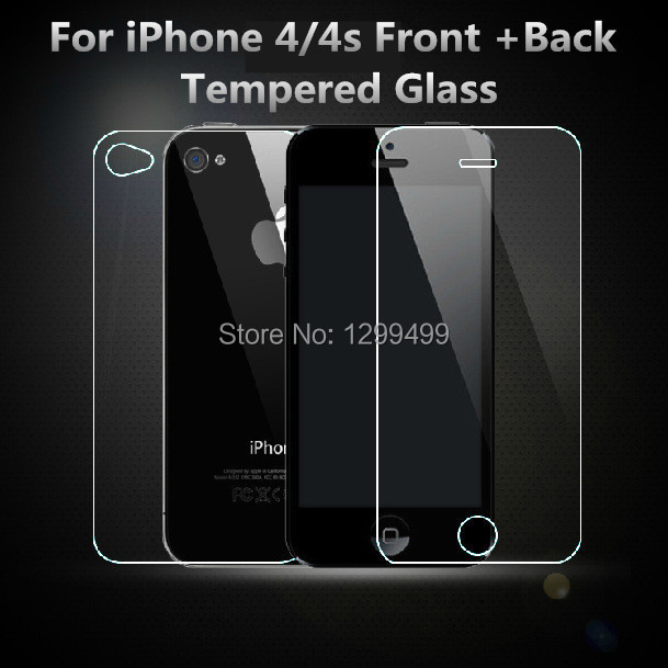 0 3mm 9H Front Back Tempered Glass For iPhone 4 4s Rear Screen Protector Anti Shatter