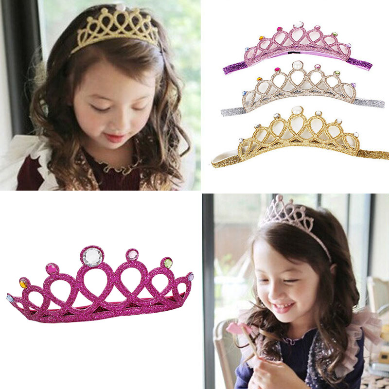 596 New baby headband with crown 739 New Baby Kid Girl Toddler Princess Crown Elastic Hairband Headband   