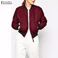 Outwear 2016 Autumn Winter ZANZEA Women Thin Basic Jacket Female Long Sleeve Stand Collor Celeb Bomber