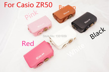 100% NEW Camera PU Leather case Camera bag cover for Casio ZR50 with strap – 5 colors